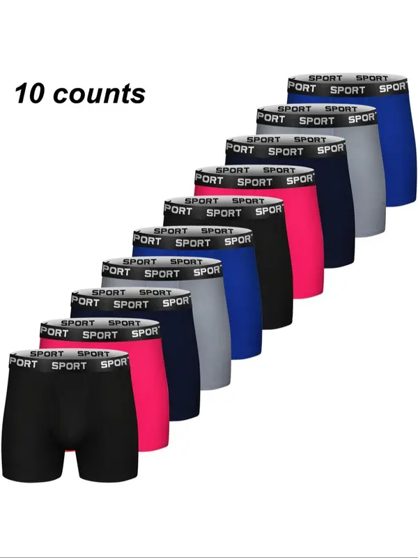 5/6/10 Counts, Men's Solid Color Letter Tape Boxer Brief, Casual Comfy Breathable Moisture Absorption Opening Crotch Underwear for Daily Wear, Boxers for Men, Mens Underwear for All Seasons 0
