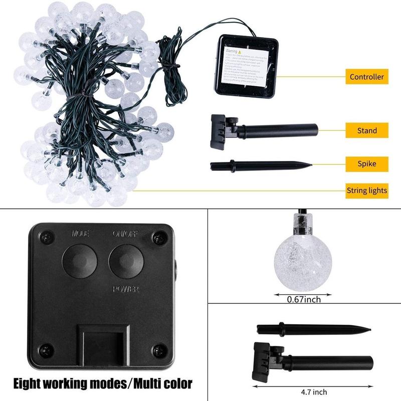 Đèn LED năng lượng mặt trời 8 chế độ, dây dài 12m 100 bóng 6