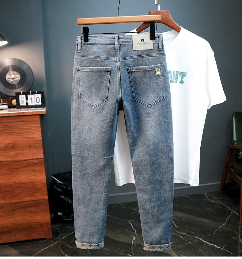 Product Introduction of 2024 New Slim-Fit Lightweight Thin Breathable Jeans Men's Straight Korean Style Slim High Elastic Soft Breathable Trousers Men Light Luxury Embroidery Jeans Casual Male Pedal 22