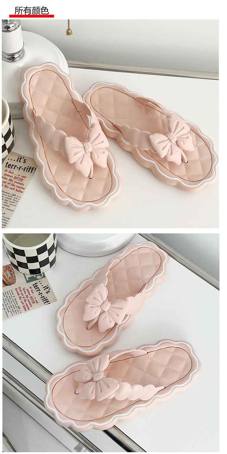 Product Introduction of Summer lace slippers, flip flops, fairy style, sweet and elegant, wearing bow shaped flip flops on the beach, cool slippers Walking Shoes Footwear Women Girl Shoes Comfort Sandal Decor Weight 13