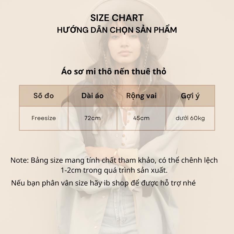 Product Introduction of XẢ KHO NGHỈ BÁN - Áo sơmi thô nến dáng basic hình thêu thỏ oversized 0