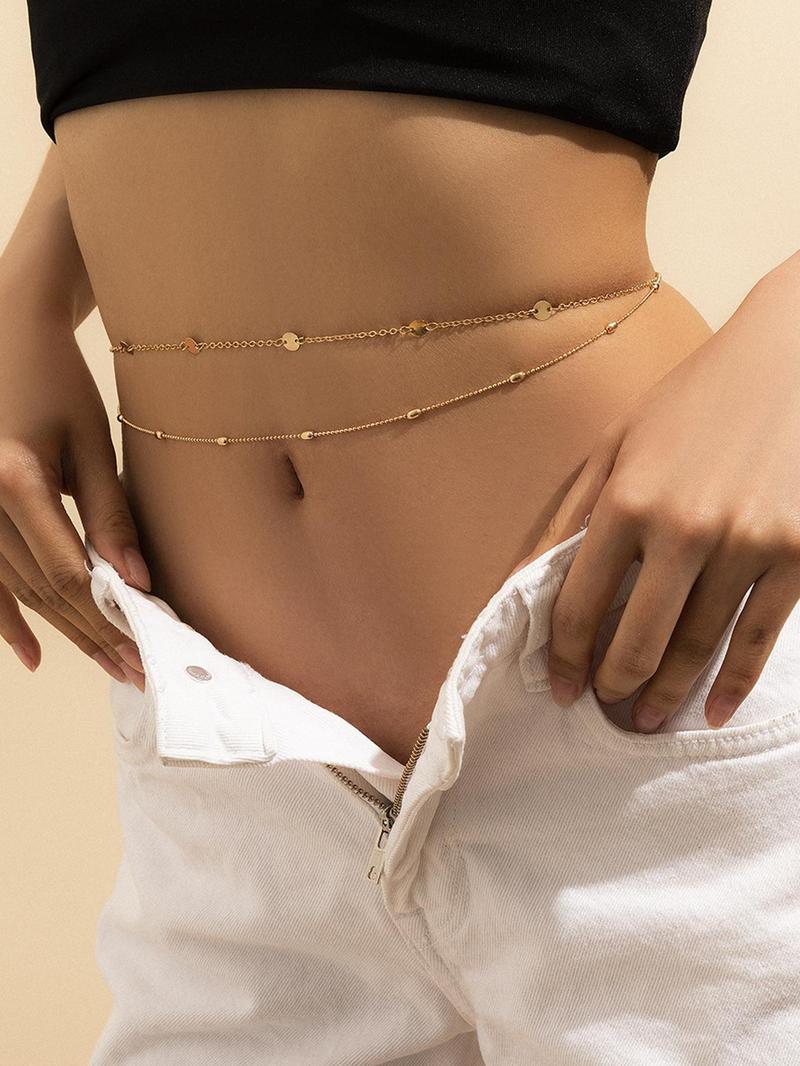 Product Introduction of Women's Simple Style Plain Color Beaded & Round Charm Waist Chains, Casual Trendy Waist Chain for Party & Daily Clothing Decor, Trendy All-match & Exquisite Jewelry for Birthday Gift 6