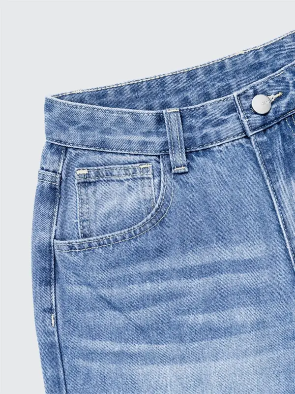 Women's Plain Straight Leg Jeans, Casual Comfy Denim Jeans for Daily Wear, Ladies Baggy Bottoms for All Seasons, Womenswear, Loose Pants, Relaxed Fit Jeans, Streetwear 8