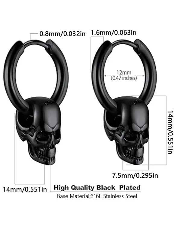 Punk Style Skull Design Dangle Earrings, Fashion Jewelry for Party, Daily Clothing Decor, Trendy All-match & Exquisite Jewelry for Birthday Gift 1