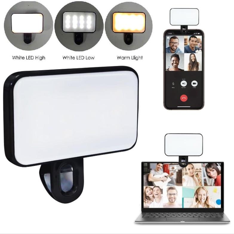 Đèn led selfie kẹp điện thoại laptop trợ sáng 3 chế độ ánh sáng hỗ trợ chụp hình ảnh quay video livestream tiện dụng