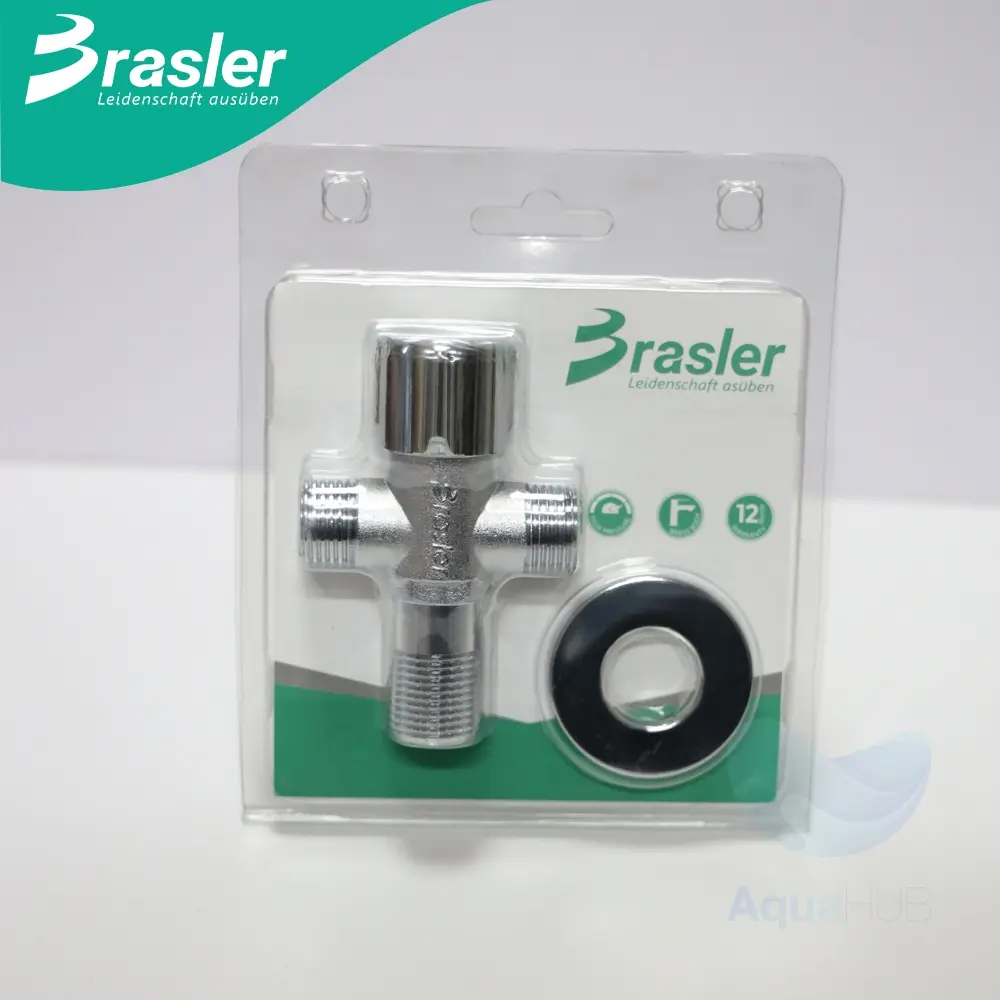 Van Chia Nước Đóng Mở 2 Đầu - Tiện Lắp Đặt Nối Vòi Dài, Vòi Sen, Ren 1/2 Tiêu Chuẩn - Brasler VAG02 SL