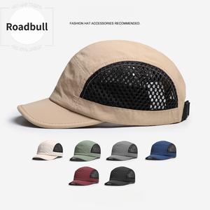 ROADBULL日本のスタイルの短いいいつばのカラーマッチングによる通気性メッシュキャップ,男性用夏用速乾薄型アウトドアスポーツ韓国風野球帽,トレンドアイテム