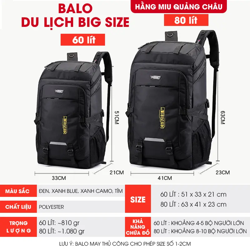 Balo Du Lịch Thể Thao Cỡ Lớn 80 Lít Cao Cấp Nội Địa Trung 8