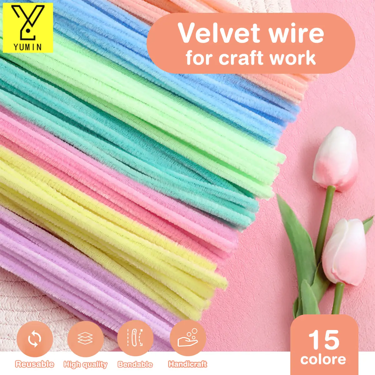 50/100Pcs Encrypted Colorful Chenille Stems Pipe Twist Stick Colourful Dawai Bulu Pipe Cleaner For Hadiah Raya 90-100g