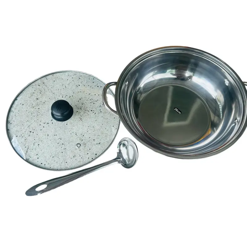 Nồi lẩu 26cm nắp kính, tặng kèm vá inox. hấp 3
