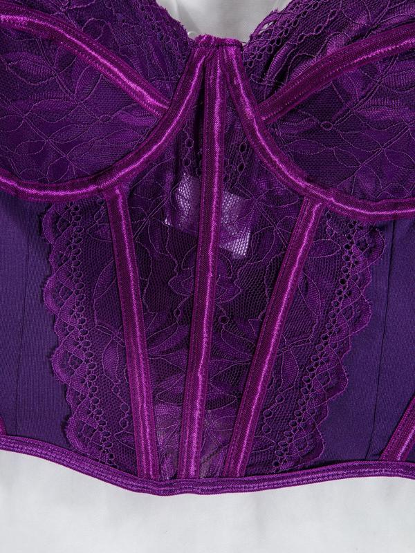 Women's Plain Contrast Lace Adjustable Strap Bra, Fashion Casual Cozy Breathable Push Up Bra for Daily Wear, Women's Lingerie for All Seasons 4