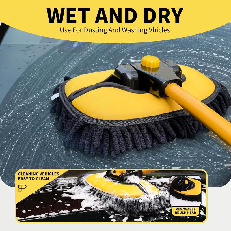 Product Introduction of Long Handle Car Wash Mop, Retractable Aluminum Alloy Rod & Soft Microfiber Brush Head, Car Wash Tool for Car, Truck, RV & Home Cleaning 6