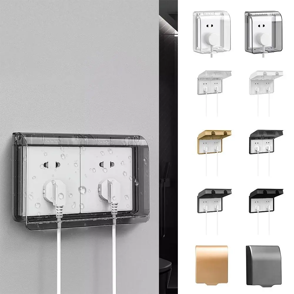 Portable 86 Type Switch Protective Cover Waterproof Self-Adhesive Electric Plug Cover Power Outlet Splash-Proof Plug Box for Home