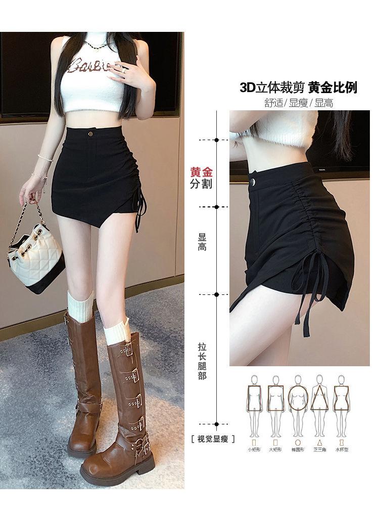 Product Introduction of Large size chubby mm irregular half skirt for women, high waist strap black short skirt, A-line hip hugging skirt, pants skirt Womenswear Bottom Lingerie Comfort Bridal Basic Minimalist Skinny Slim 4