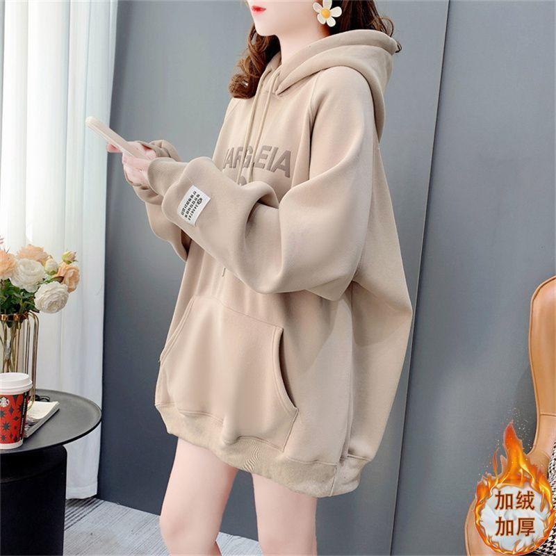 Product Introduction of Áo Len Áo Chui Đầu Có Mũ Trùm Đầu Dáng Rộng In Chữ, Dành Cho Nữ, Lót Lông Cừu, Dày Dặn, Mùa Đông, Phong Cách Hàn Quốc, Phong Cách Thường Ngày Áo Phong Cách Phương Tây, Hàng Mới Về Năm 2024, Có Tỷ Lệ Mua Lại 53% 10