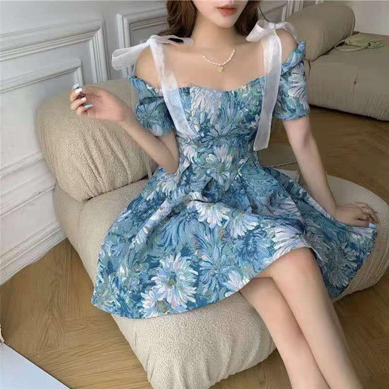 Dress Baby Blue Barbie Doll Mini Dress - Dress Casual Kasual / Dress Import Impor / Gaun Pesta Formal / Party Dress / Daisy Dress Bunga Biru Panjang Pendek Remaja  Tutu  Wanita 1