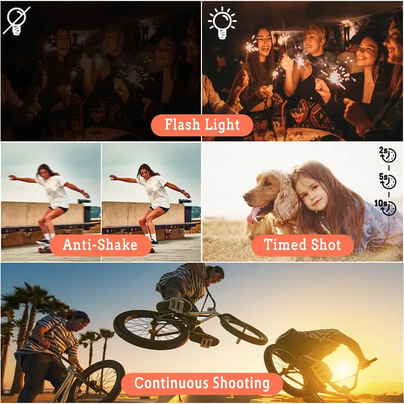 48MP 4K Vlogging Camera, 1 Count Auto Focus Digital Camera with 180° Flip Screen with 64GB SD Card & Battery, 3 Inch Screen Compact Camera with 16X Digital Zoom, Suitable for Photography and Video 7