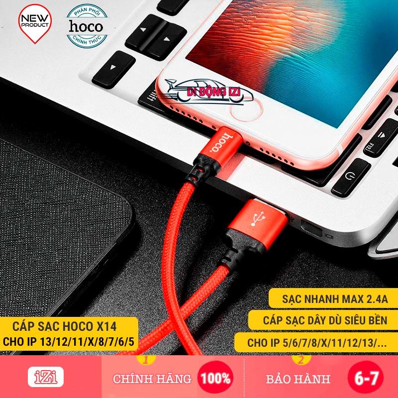 Cáp Sạc Hoco X14 - Dây Sạc cho IP 6 7 8 X Xs 11 12 13 14,.. Cáp Sạc iPhone Dây Dù Siêu Bền - Dài 1M 2M CHÍNH HÃNG