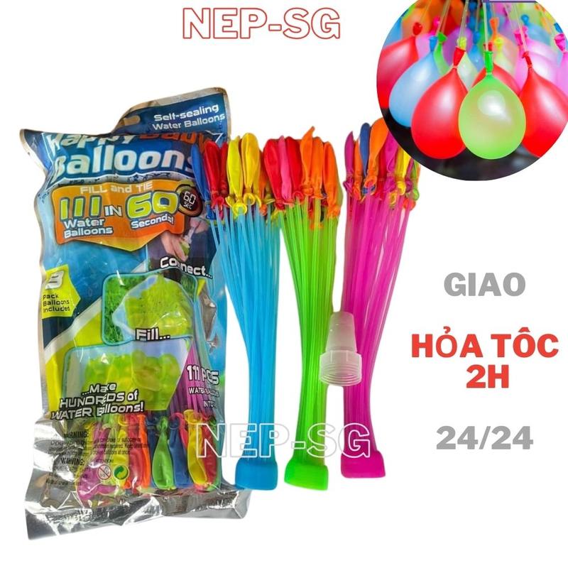 1Bịch (110 quả) Bóng nước được lắp sẵn vào 3 chùm và 1 đầu nối vòi nước ( Loại 1)