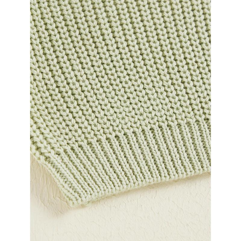 Product Introduction of Little Boy Girl Knit Sweater Solid Color Crew Neck Long Sleeve Pullover Tops for Fall Winter Causal Sweater 53