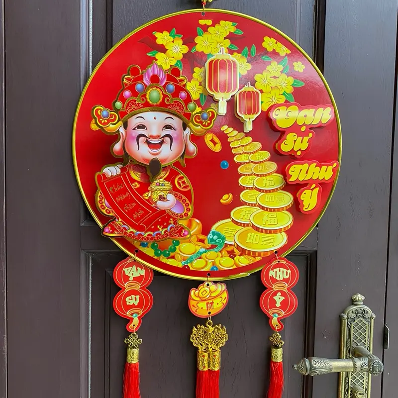 [Tặng 6 Quạt Giấy] Dải Ông Thần Tài Lắc Đầu trang trí Decor Tết 2025 Trang Trí Nhà 3