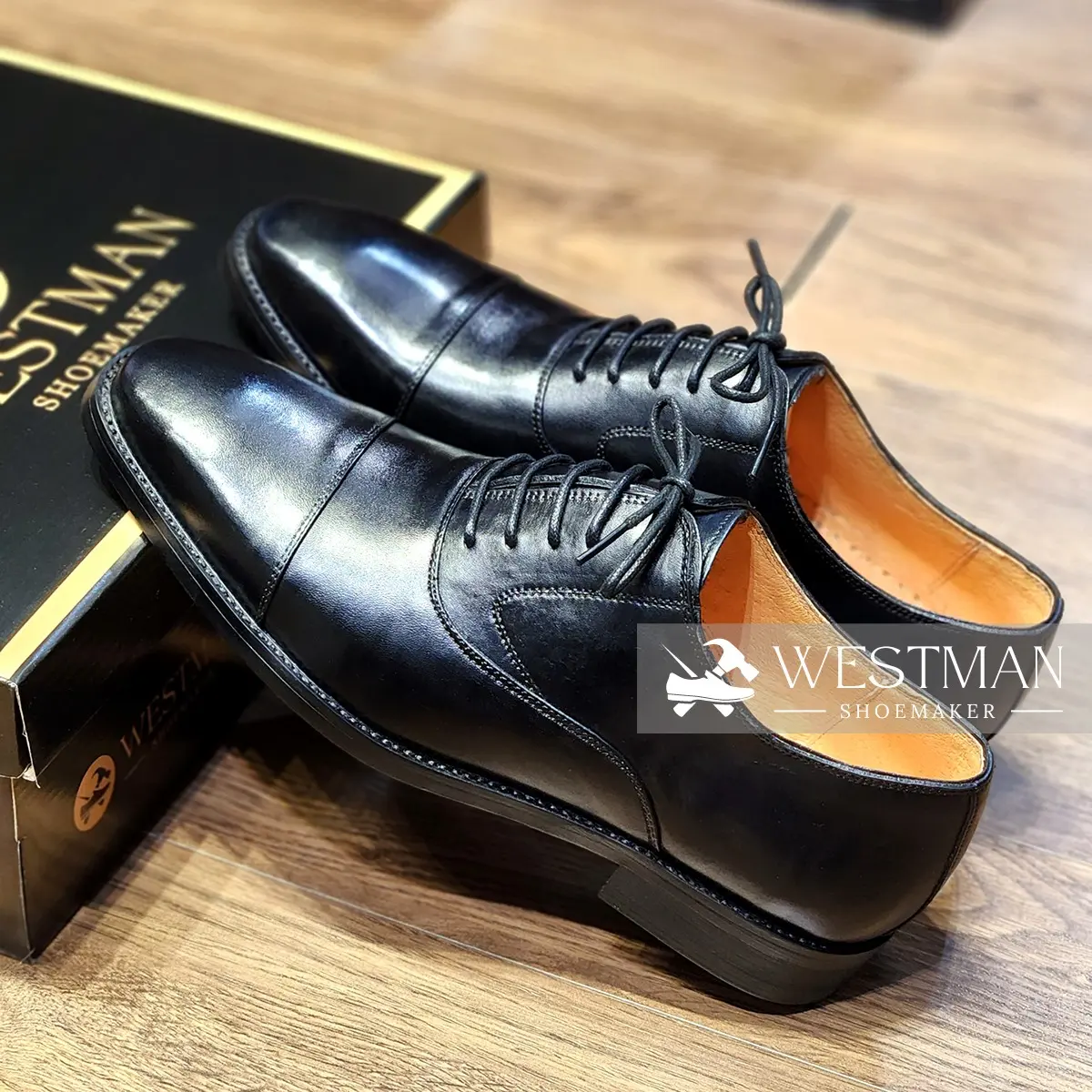 Giày Da Nam Oxford Captoe Westman W0001CS - Màu Đen Handmade