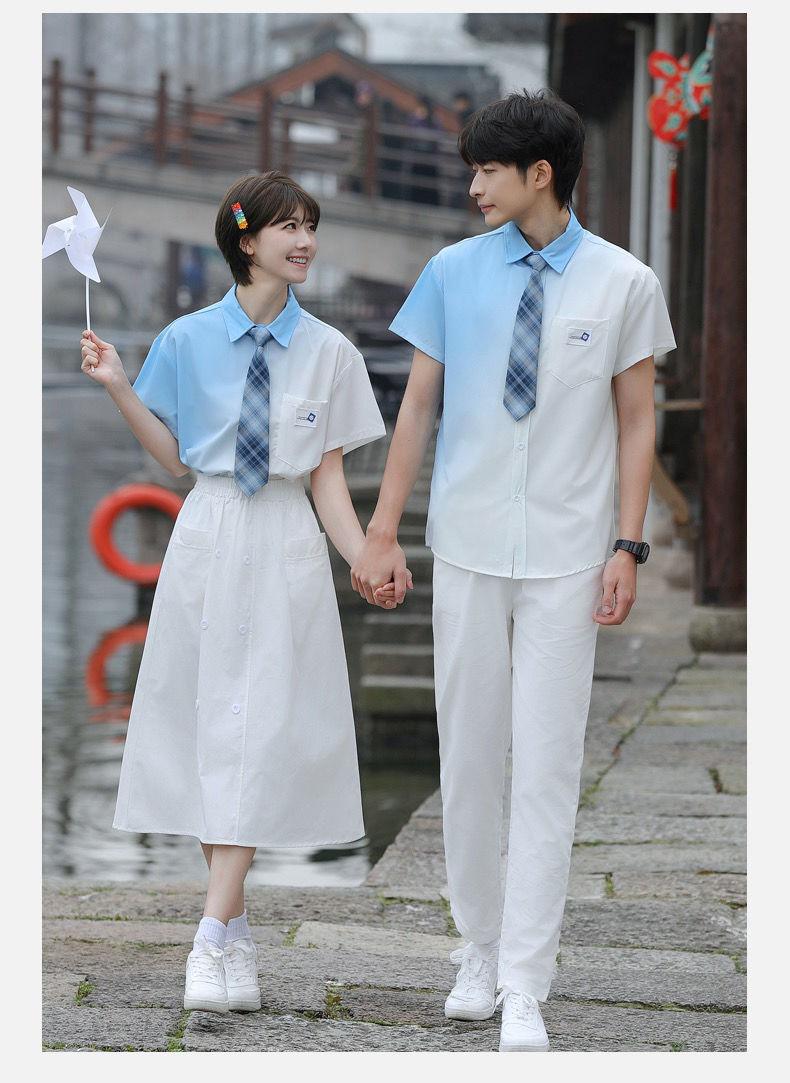 Product Introduction of Graduation Class Outfit Set - Trendy Gradient Color Short Sleeve Shirt |     School Uniform for Middle School Students, Performance & Recital |     Stylish Academic Wear (Boys & Girls) 11