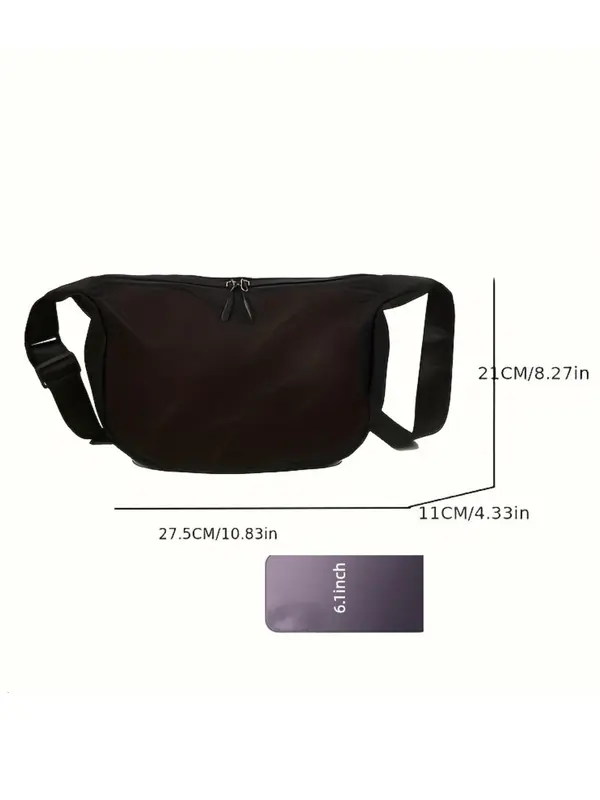 Casual Solid Color Shoulder Bag, Lightweight Sports Bag, Adjustable Strap Design Bag for Women & Men 7