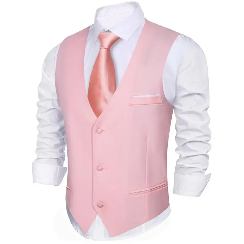Men's Vest Tie Set Black Floral Suit Waistcoat Flower Vest Set for Business 4
