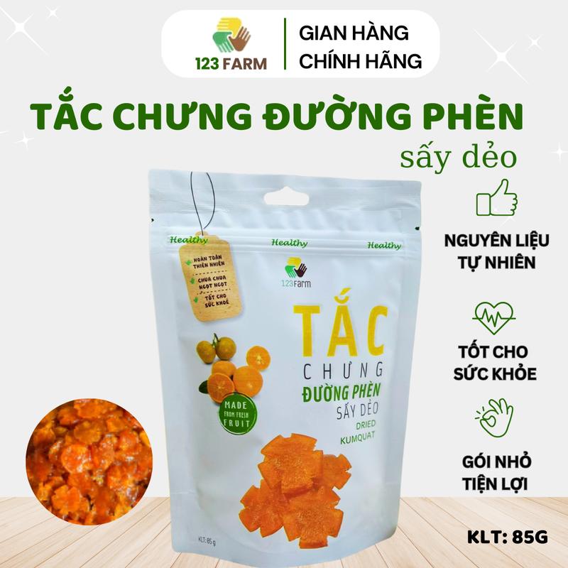 Tắc chưng đường phèn sấy dẻo 123 FARM gói 85g 1