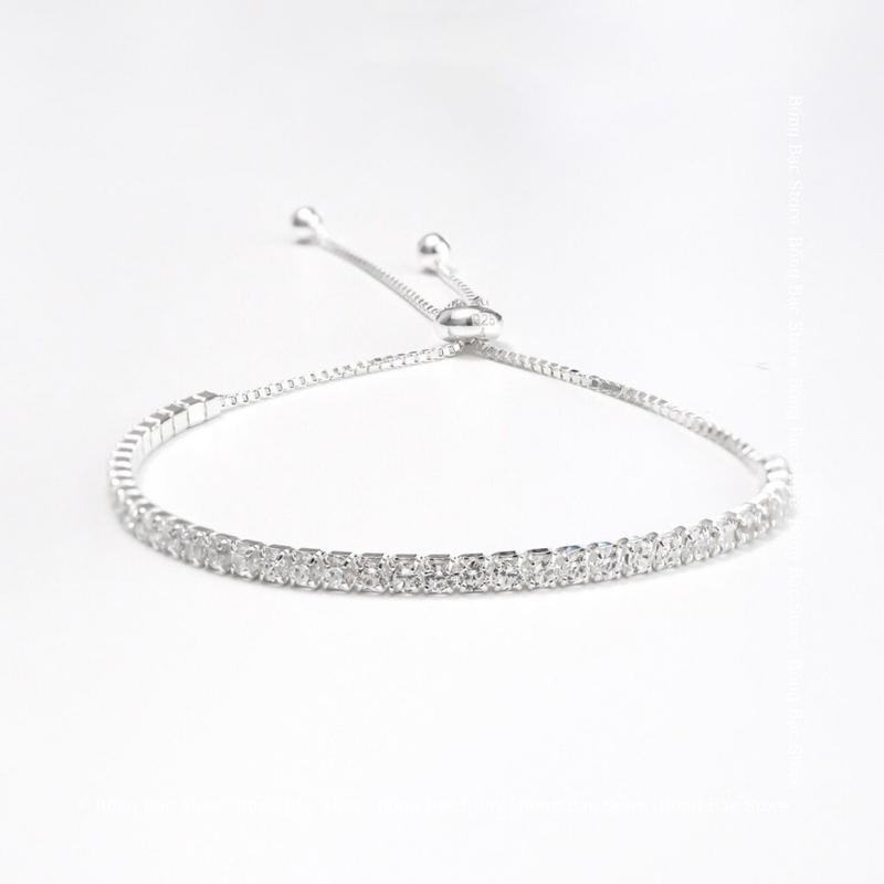 Lắc tay nữ Bống Bạc vòng tay dải đá dây rút lấp lánh phù hợp mọi size tay LT0.28
