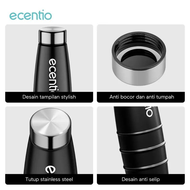 ecentio & FOODI botol air minum/Botol Air bicycle botol minum 615ml/750ml/1000ml Tumbler Sports Botol minum Aluminium/Sport Anti Bocor Botol 8