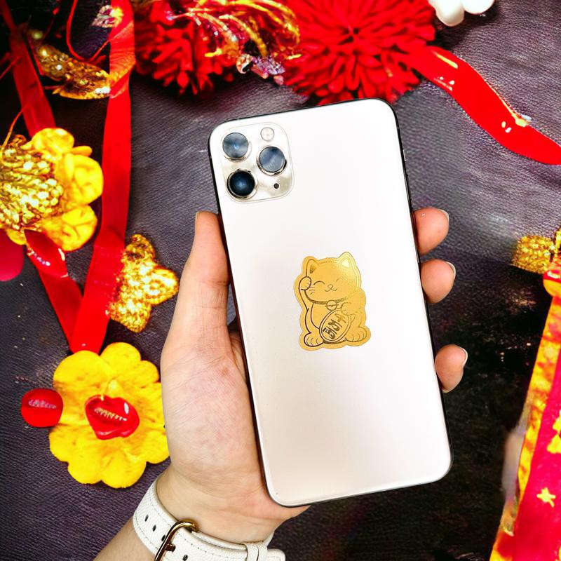 Product Introduction of Miếng dán mèo thần tài - ông thần tài - rắn vàng hình dát vàng dán trang trí điện thoại may mắn - CITYCASE 19