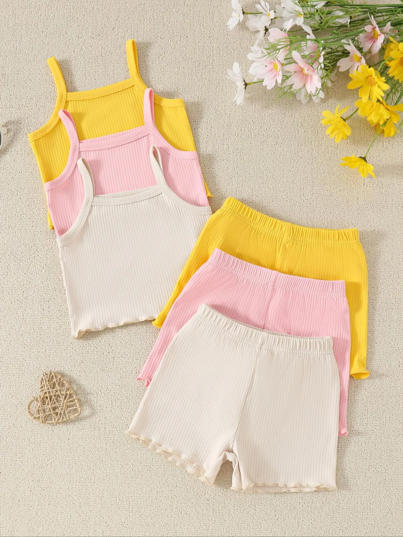 Toddler Girl's Solid Color  Cami  Top & Shorts  Set, Cute Casual Outfits  for Summer, Kids Clothes for Daily Wear