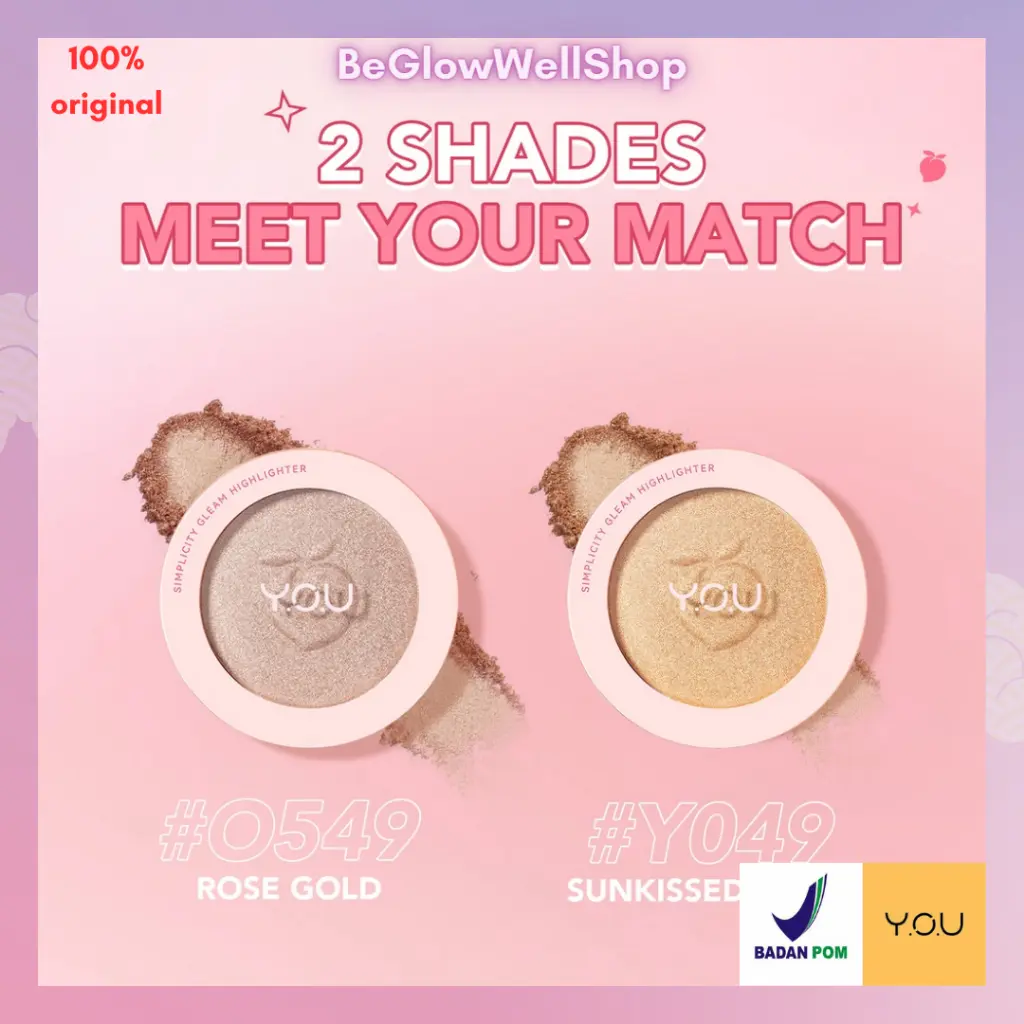 Y.O.U Simplicity Gleam Highlighter | Pigmented Face Glitter | Pigmented Face Shimmer | Pigmented Smooth Glow
