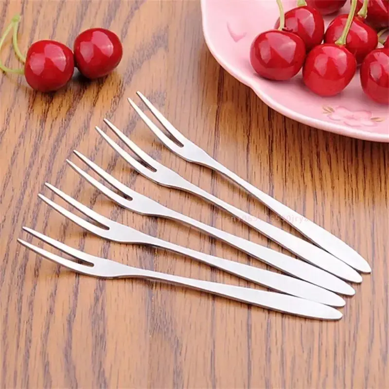 10pcs/Lot 13cm Stainless Steel Fruit Forks for Restaurant Cafeteria Home Party Dessert Tea Cake Snack Lovely Mini Fork Tableware