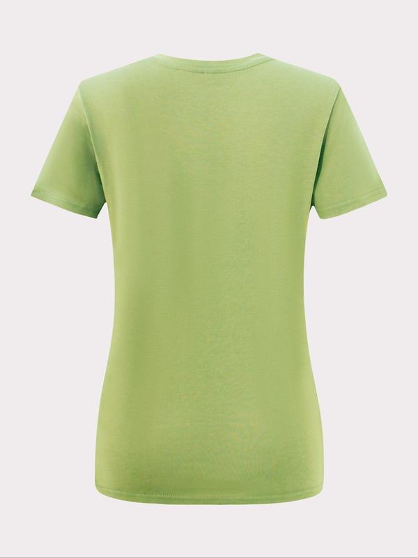 Women's Heart Print Round Neck Basic Tee, Casual Short Sleeve Crew Neck T-shirt for Summer, Fashion Women's Top for Daily Wear 5
