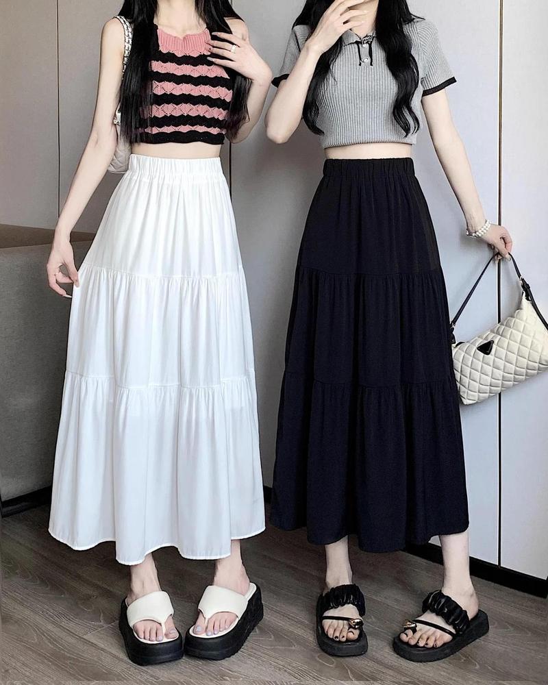 Product Introduction of White Cake Dress Skirt Women's Summer High Waist Pleated Skirt Mid-Length A- line Skirt Small Umbrella Skirt Pettiskirt A- line Skirt Girls' Dress 3