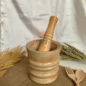 DAZHINCRAFT Lumpang Kayu Mahoni Set Ukuran Kecil + Tumbukan Alu Kitchenware