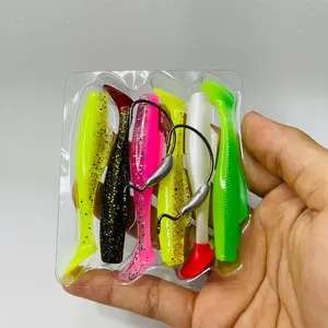Soft lure 8 cm isi 6 bonus 2 worm hook || umpan casting gabus toman bk fishing store