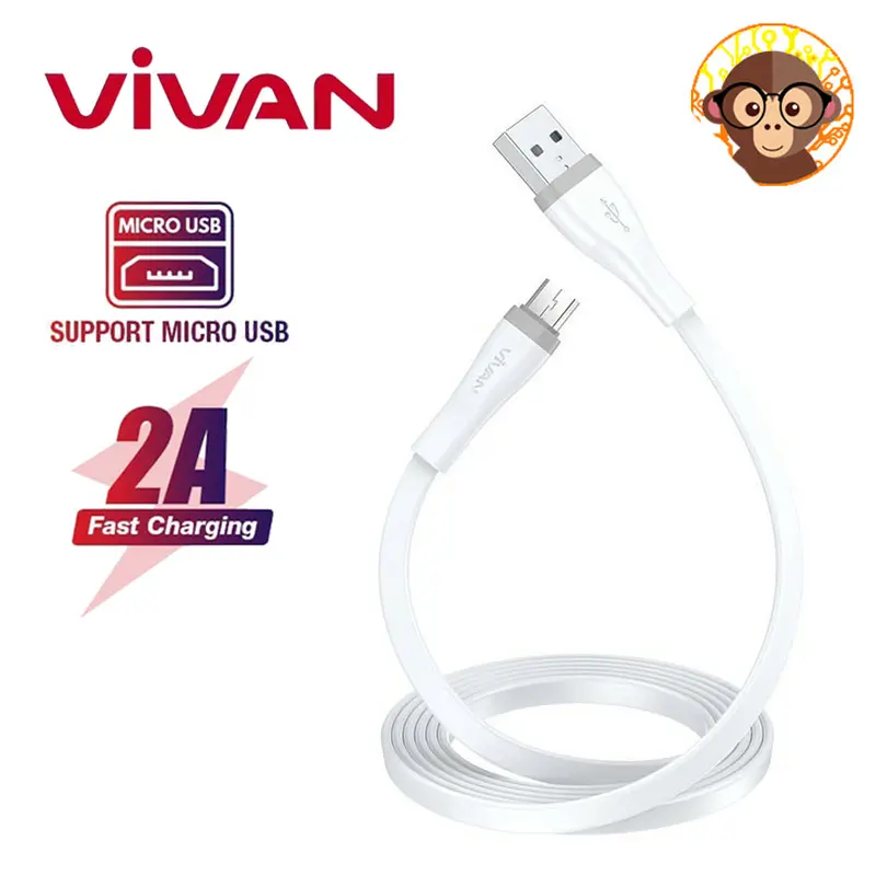 Kabel Micro USB Vivan SM30S / SM100S / SM200S 30cm / 100cm / 200cm Original Fast Charging Quick Charge 2A 0