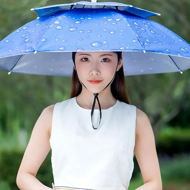 Ô Đội Đầu 2 Tầng Che Nắng Mưa, Câu Cá, Dã Ngoại  3 màu Xanh, rằn ri, tím Unisex Chống Nắng Chống Nước Chống Thấm Dù