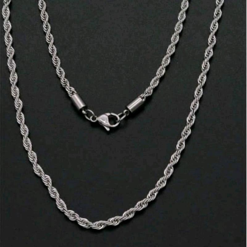 Kalung Pria Motif Tambang Titanium silver Stainless Stell 3