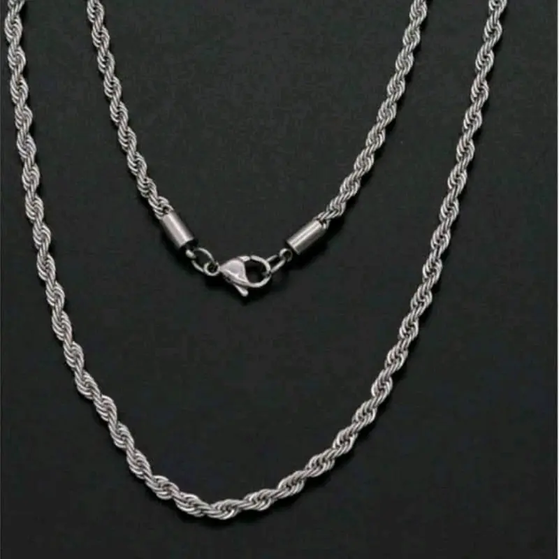 Kalung Pria Motif Tambang Titanium silver Stainless Stell 3