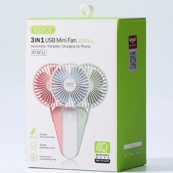 Robot Mini Fan Portable RT-BF11 Kipas Angin Mini Foldable 2000mah Garansi Original Resmi 7