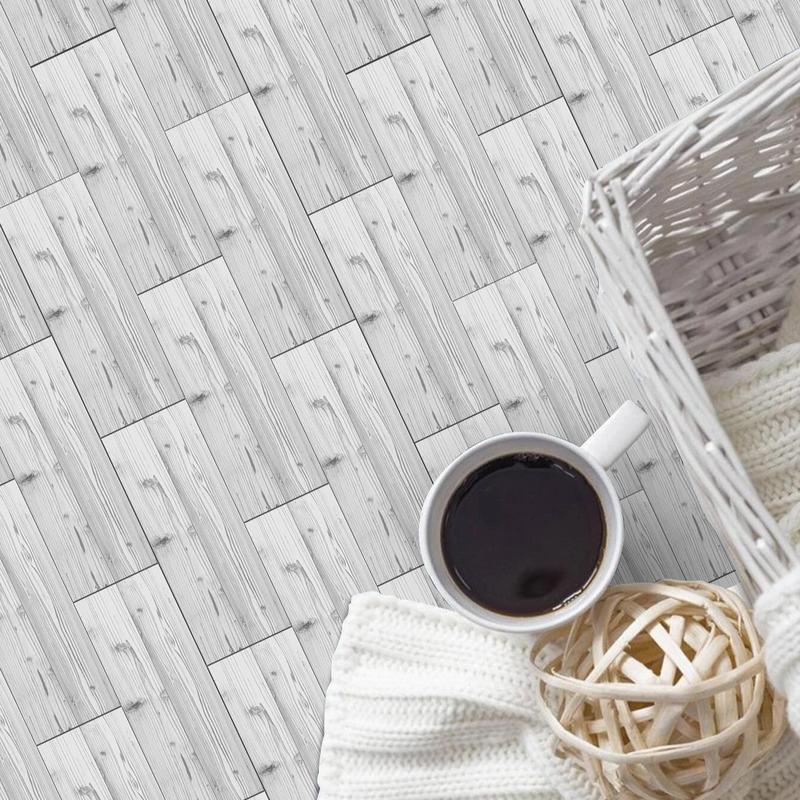 Wood Grain Floor Stickers, 10pcs Peel & Stick Floor Stickers, Thickened Frosted Vinyl Waterproof Non-slip Floor Tile Stickers for Living Room Bedroom Renovation Decoration 8
