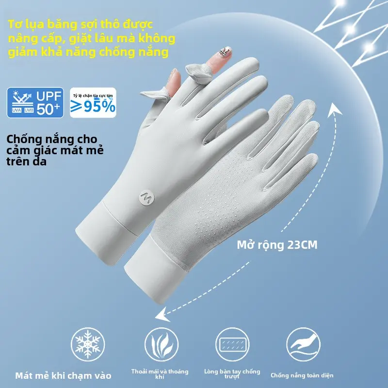Găng tay chống tia UV mùa hè cho phụ nữ – Chất liệu lụa lạnh thoáng khí, thiết kế hở ngón chống trượt tiện lợi khi lái xe, đạp xe hoặc hoạt động ngoài trời đi nắng nhẹ tay, bảo vệ da tay hiệu quả, Lái Xe Chống Nắng UPF 50+, Phù Hợp Cho Cả Nam Và Nữ