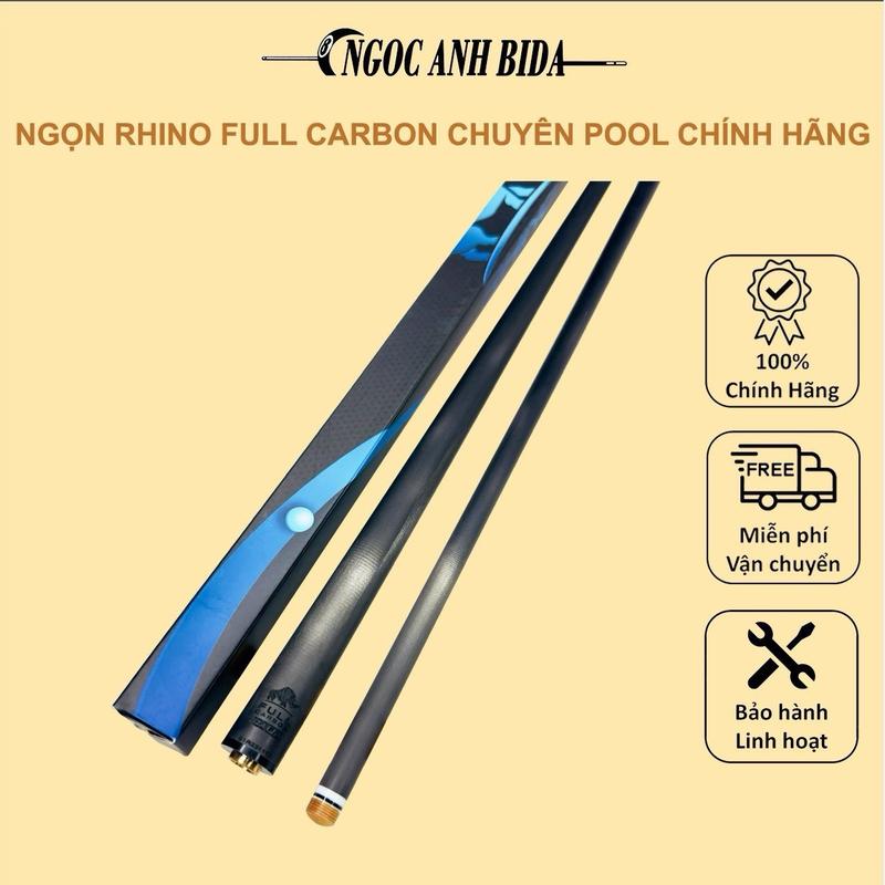 ￼Ngọn POOL RHINO FULL CARBON, Đầu F1 Kính, Size 11.8-12.4-12.8-13mm, Ren Radial - 3/8x10 - 3/8x11 - 5/6x18 - Furyloc - Uniloc m6 ngọn