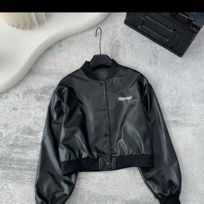 Áo khoác da hai lớp chữ thêu hai mặt cúc bấm chuẩn form Nữ