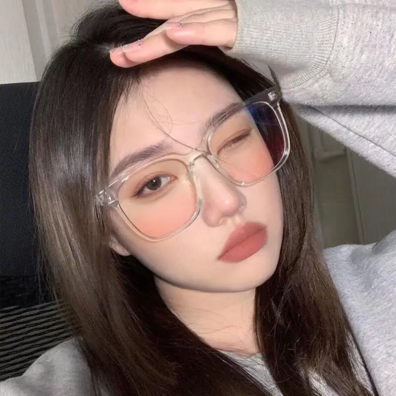 Mắt Kính Má Hồng Thời Trang Phong Cách Hàn Quốc Dành Cho Nữ- Có Thể Thay Tròng 0